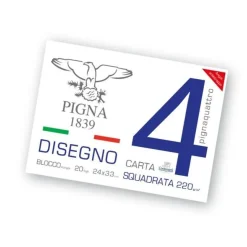 Album da disegno Pigna 0220022SG : Pignaquattro Blocco 4 Angoli Carta Liscia Squadrata