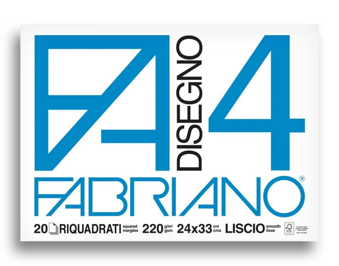 ALBUM disegno fabriano: 24x33 cm liscio riquadrato