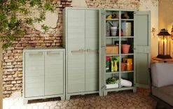 ARMADIO A RIPIANI/PORTASCOPE MOD. PLANET OUTDOOR IN RESINA CM 80X44 H 182 GRIGIO/VERDE: vendita online ARMADIO A RIPIANI/PORTASCOPE MOD. PLANET OUTDOOR IN RESINA CM 80X44 H 182 GRIGIO/VERDE in offerta