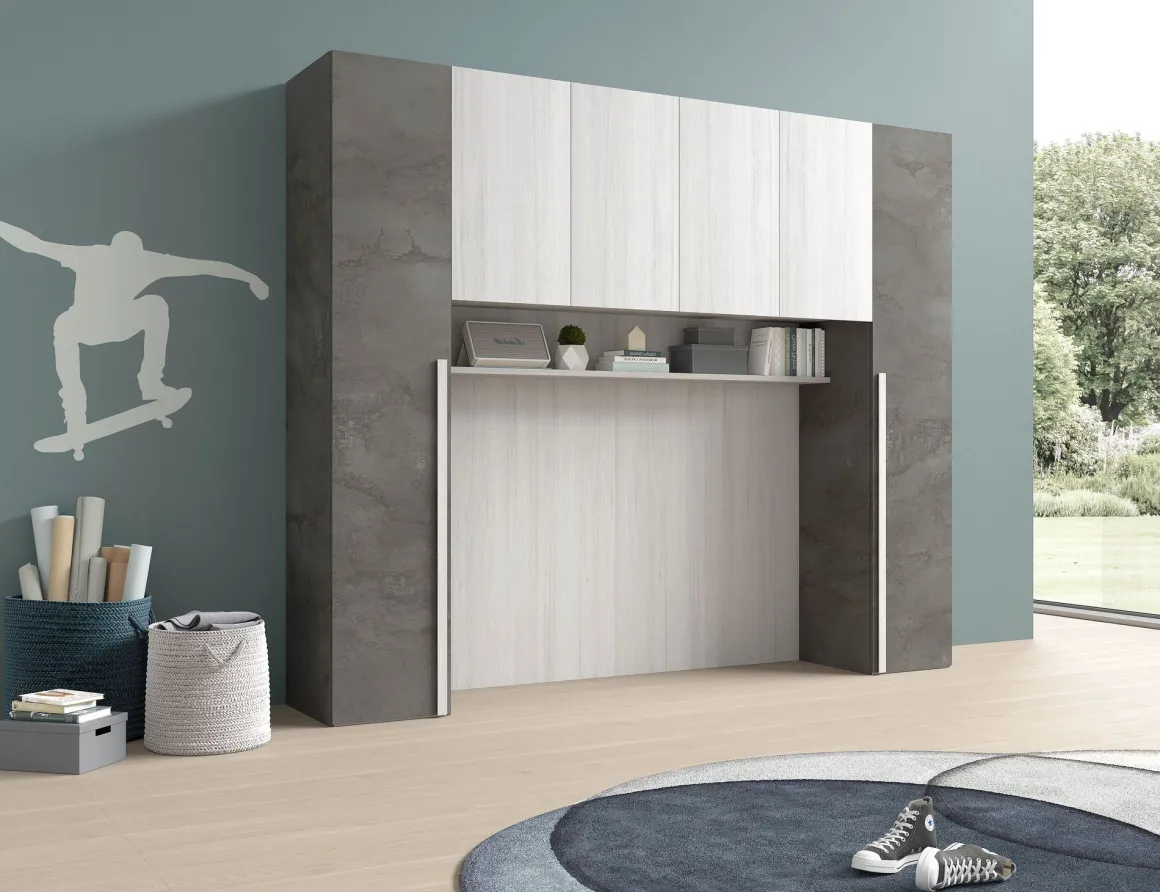 ARMADIO PONTE LOFT 292,6X58 H. 247 OSSIDO E ROVERE NORDICO