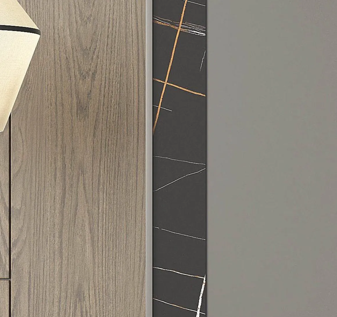 ARMADIO RIGO CM 270X65 H. 247 FANGO E VETRO MARMO DARK