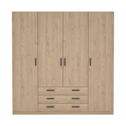 Armadio Sprint Jackson Hickory: Armadio con 4 Ante e 3 Cassetti in Offerta
