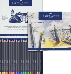 Astuccio In Metallo con 24 Matite Colorate Gold Faber Castell