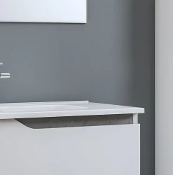 BAGNO COMPLETO GRACE2 LACCATO BIANCO LUCIDO CON PARTICOLARI CEMENTO