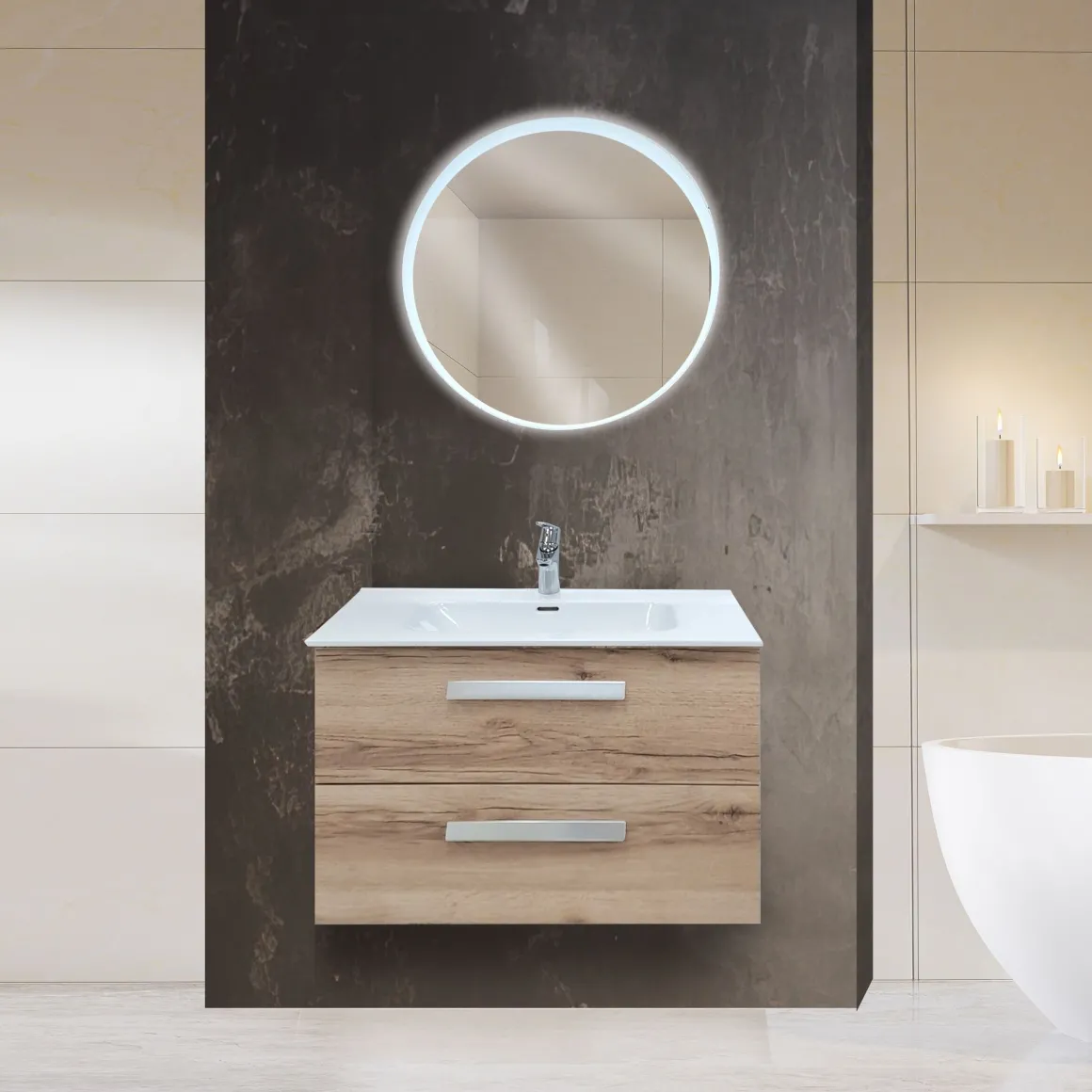 BAGNO COMPLETO MOD. ANGELA CM 80 QUERCIA NATURALE