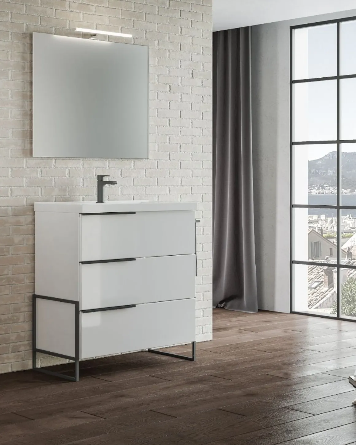 BAGNO COMPLETO MOD. FEBE CM 82 BIANCO LUCIDO