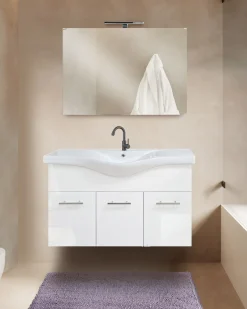 BAGNO COMPLETO MOD.SOLE CM 100 BIANCO LUCIDO