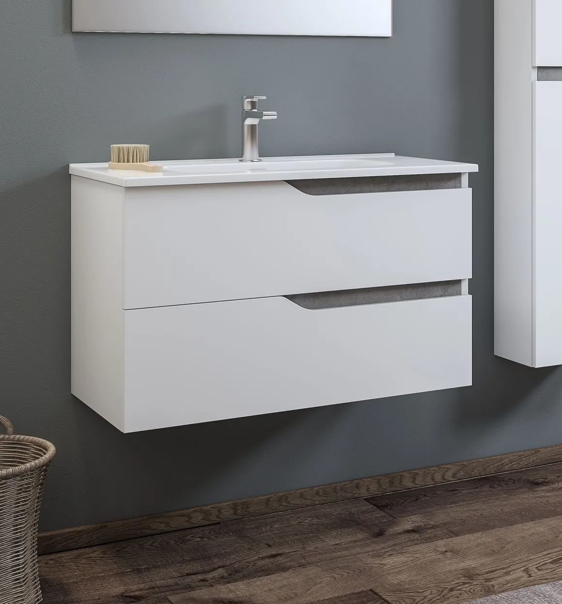 BASE BAGNO SOSPESA MOD. GRACE 2 CM 82 BIANCO LUCIDO