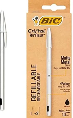 BIC - PENNA A SFERA CRISTAL RE'NEW CON 2 RICAMBI REFILL NERA: vendita online BIC - PENNA A SFERA CRISTAL RE'NEW CON 2 RICAMBI REFILL NERA in offerta