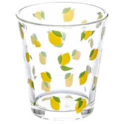 BICCHIERE DA ACQUA LIMONI IN VETRO TRASPARENTE CON DECORO 33CL