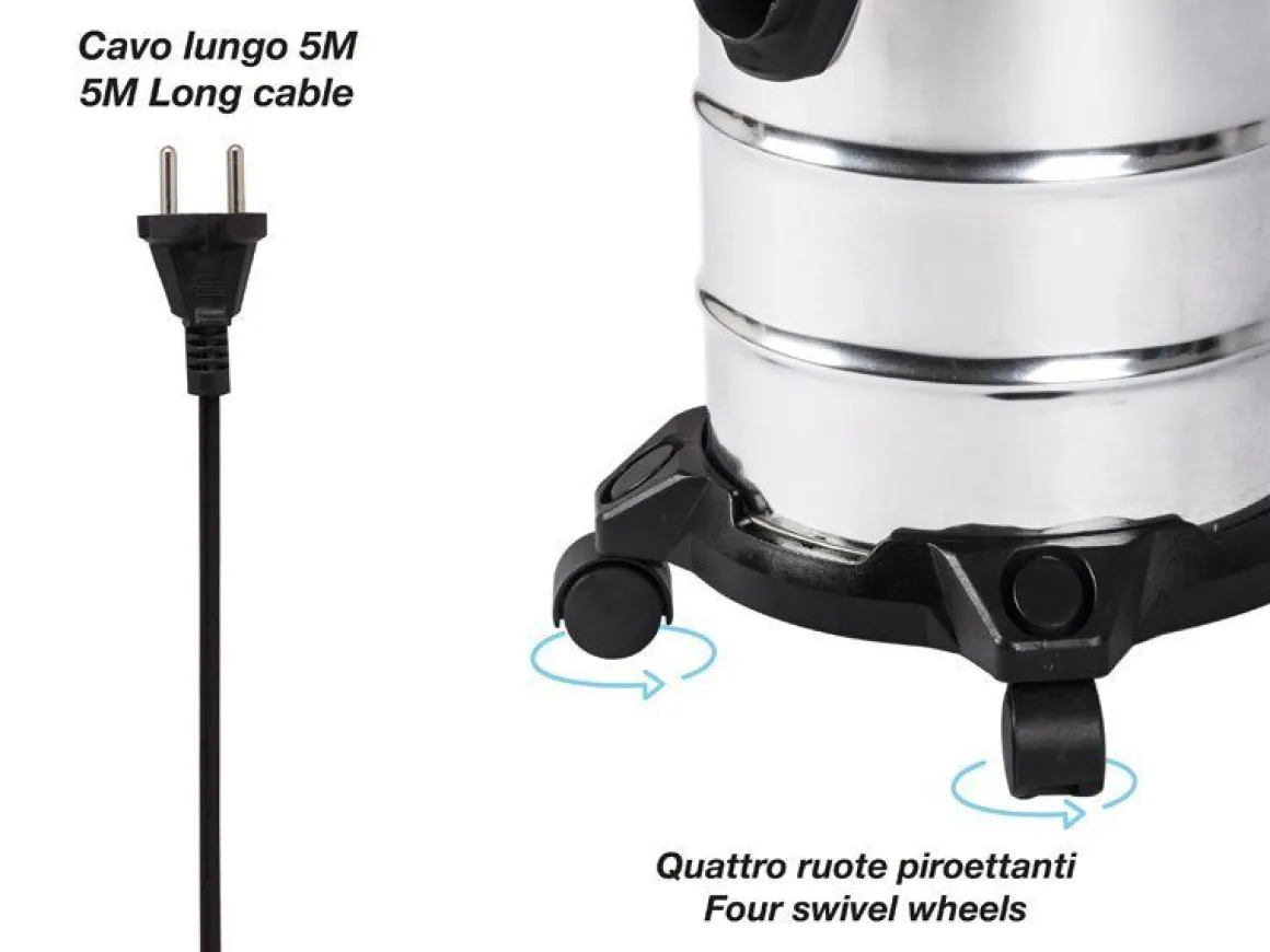 BIDONE ASPIRA SOLIDI E LIQUIDI 20LT DIAM. 33 H. 45