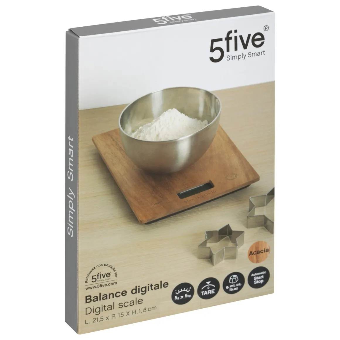 BILANCIA DA CUCINA DIGITALE MOD. HARMONY IN ACACIA E PP 21.5X15CM