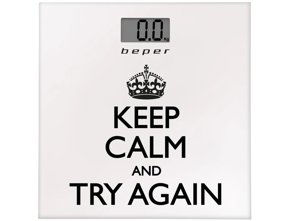 BILANCIA DIGITALE KEEP CALM 30X30X1.85CM VETRO TEMPERATO