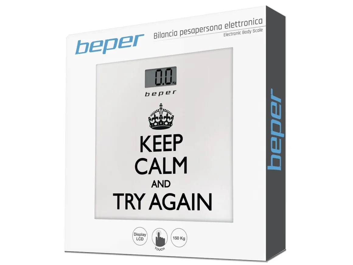 BILANCIA DIGITALE KEEP CALM 30X30X1.85CM VETRO TEMPERATO