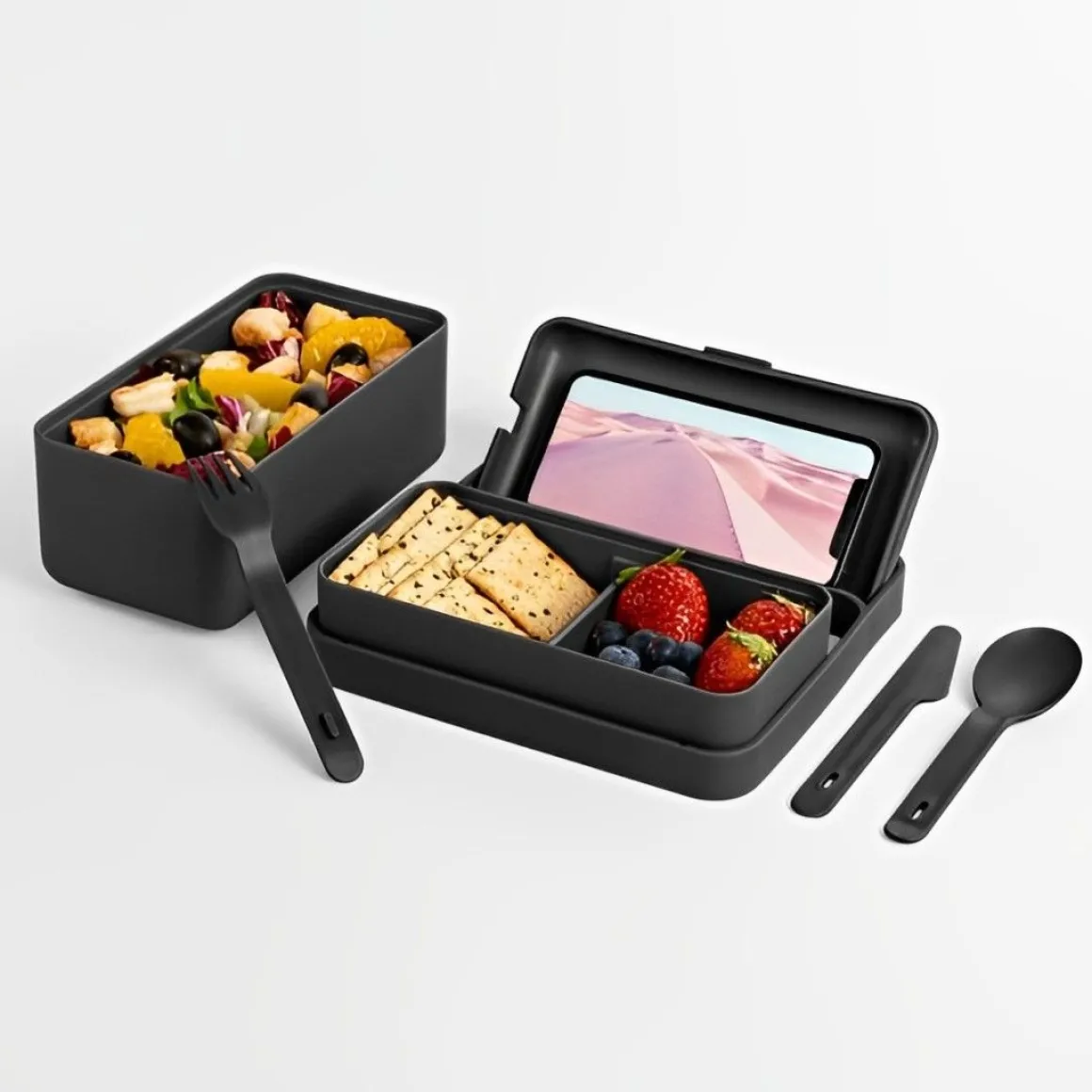 BLIM PLUS - LUNCHBOX BAULETTO NERO CARBONE 18X9.5X13.5CM 450ML