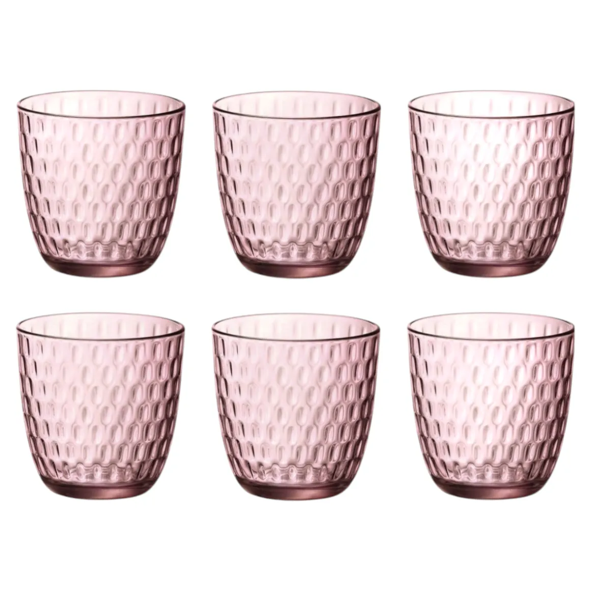 BORMIOLI - SET 6 BICCHIERI ACQUA LINEA SLOT IN VETRO ROSA 29CL