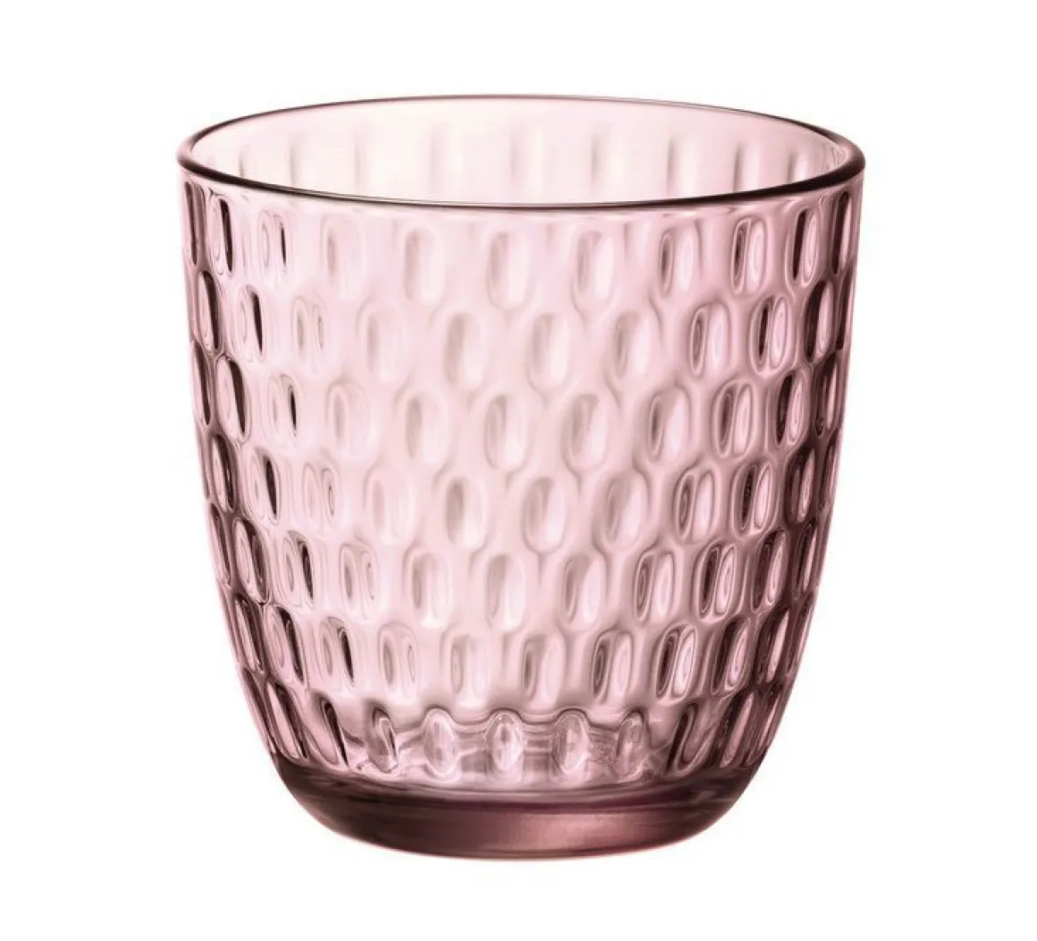 BORMIOLI - SET 6 BICCHIERI ACQUA LINEA SLOT IN VETRO ROSA 29CL