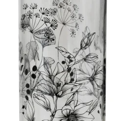 BOTTIGLIA WHITE FLORAL IN VETRO CON TAPPO 1LT TRASPARENTE CON DECORO