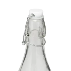 BOTTIGLIA WHITE FLORAL IN VETRO CON TAPPO 1LT TRASPARENTE CON DECORO