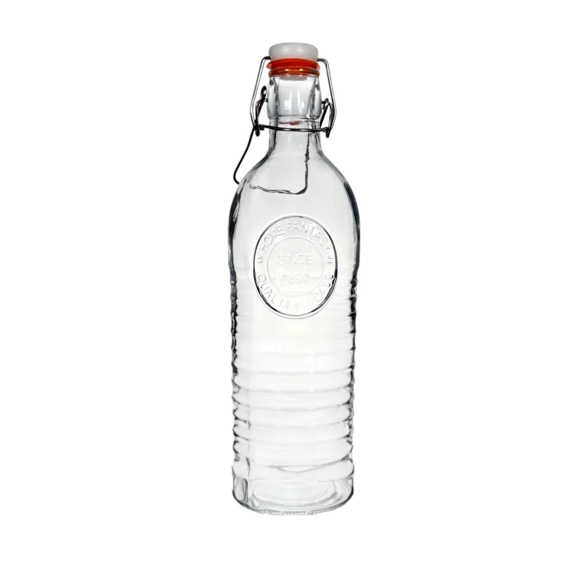 BOTTIGLIA IN VETRO TRASPARENTE CON TAPPO 1LT