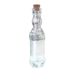 BOTTIGLIETTA TONDA CON TAPPO IN SUGHERO 50ML IN VETRO TRASPARENTE
