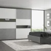 Camera da letto moderna ELLIOTT in bianco frassinato e cemento