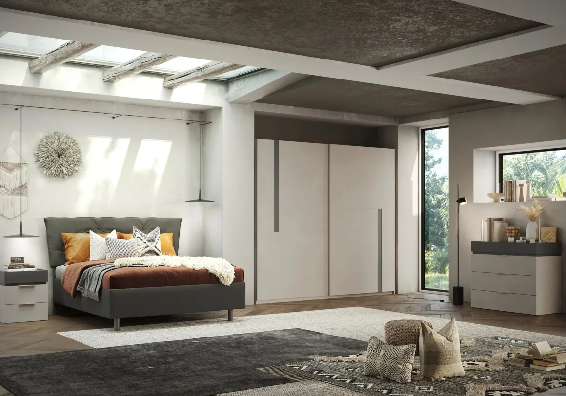 CAMERA COMPLETA AMALTI ANTRACITE E CASHMERE