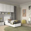 CAMERETTA OSSIDO E ROVERE NORDICO CON LETTO SINGOLO CONTENITORE