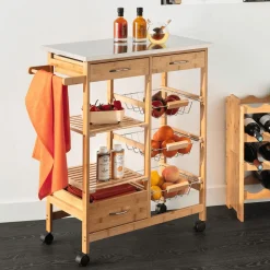 CARRELLO DA CUCINA IN BAMBOO 76X37 H.86CM NATURALE