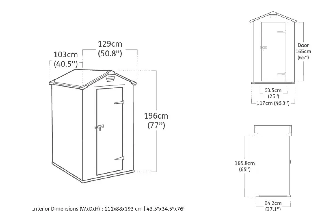 CASETTA MANOR CM 129X103 H. 196 GRIGIO CHIARO E BIANCO