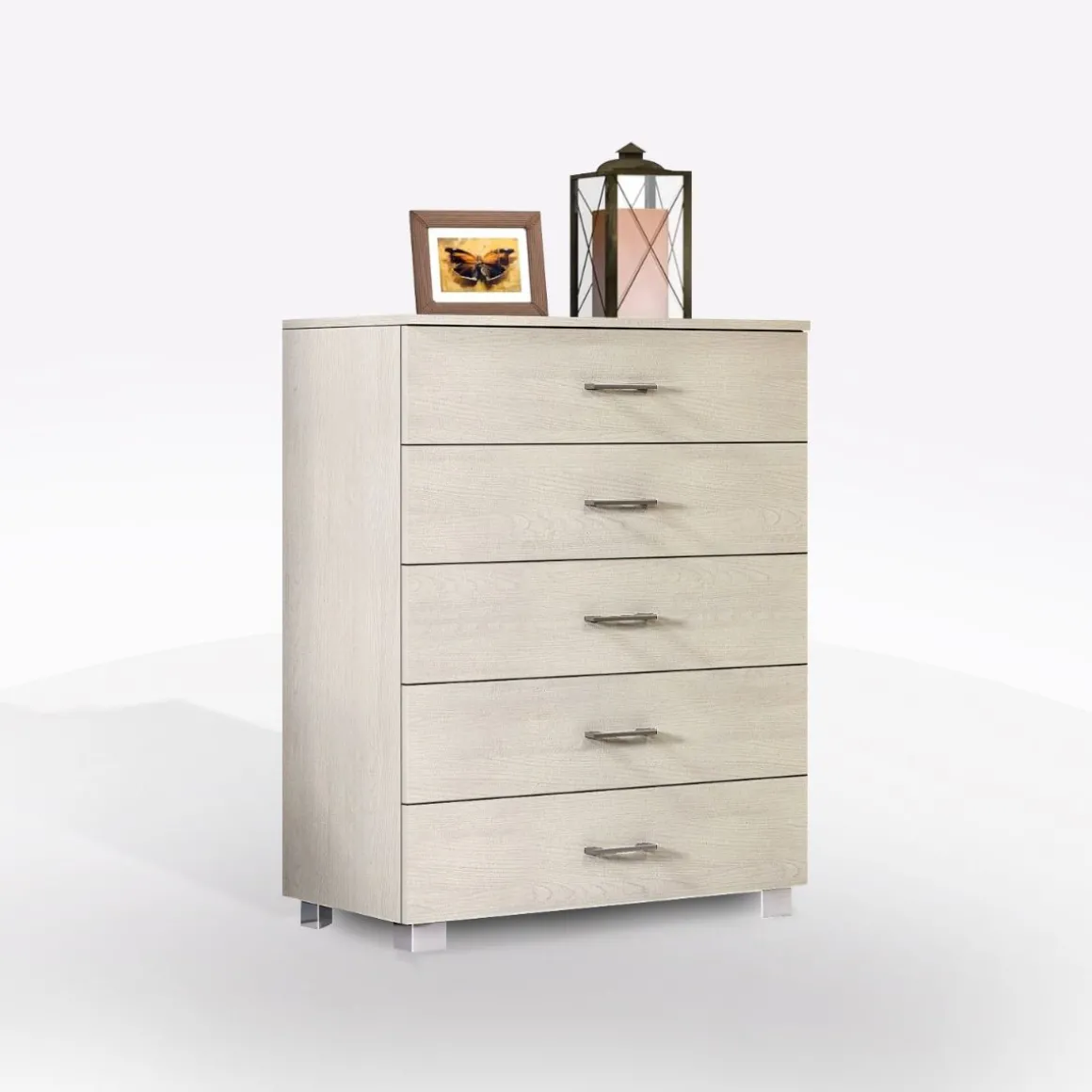 CASSETTIERA 5 CASSETTI in laminato OLMO BIANCO CM 80X44 altezza 104cm in offerta