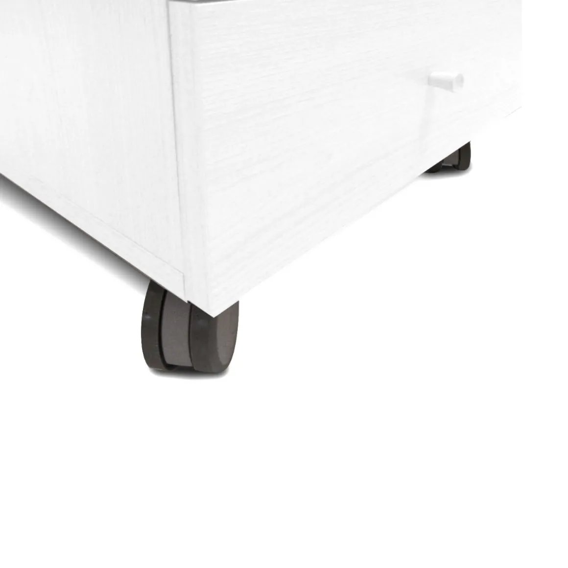 Cassettiera con Ruote e tre Cassetti: Cassettiera in Bianco Frassinato.