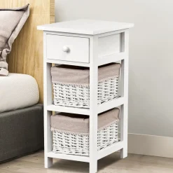 CASSETTIERA MULTIUSO IN LEGNO MASSELLO CM 27X30 H.60 BIANCO : vendita online CASSETTIERA MULTIUSO IN LEGNO MASSELLO CM 27X30 H.60 BIANCO in offerta