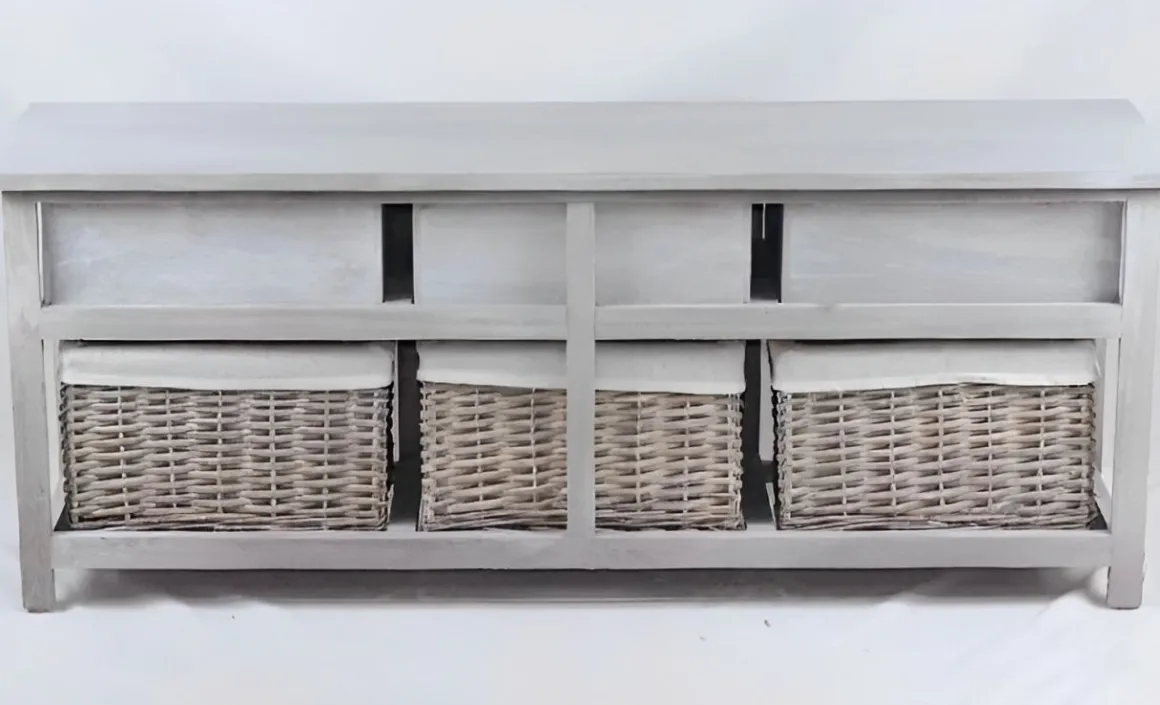 CASSETTIERA MULTIUSO IN LEGNO MASSELLO CM 107X29 H.42 CEMENTO: vendita online CASSETTIERA MULTIUSO IN LEGNO MASSELLO CM 107X29 H.42 CEMENTO in offerta