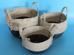 CESTO BICOLORE IN TESSUTO E PAGLIA 1 PEZZO 26X26X20CM: vendita online CESTO BICOLORE IN TESSUTO E PAGLIA 1 PEZZO 26X26X20CM in offerta