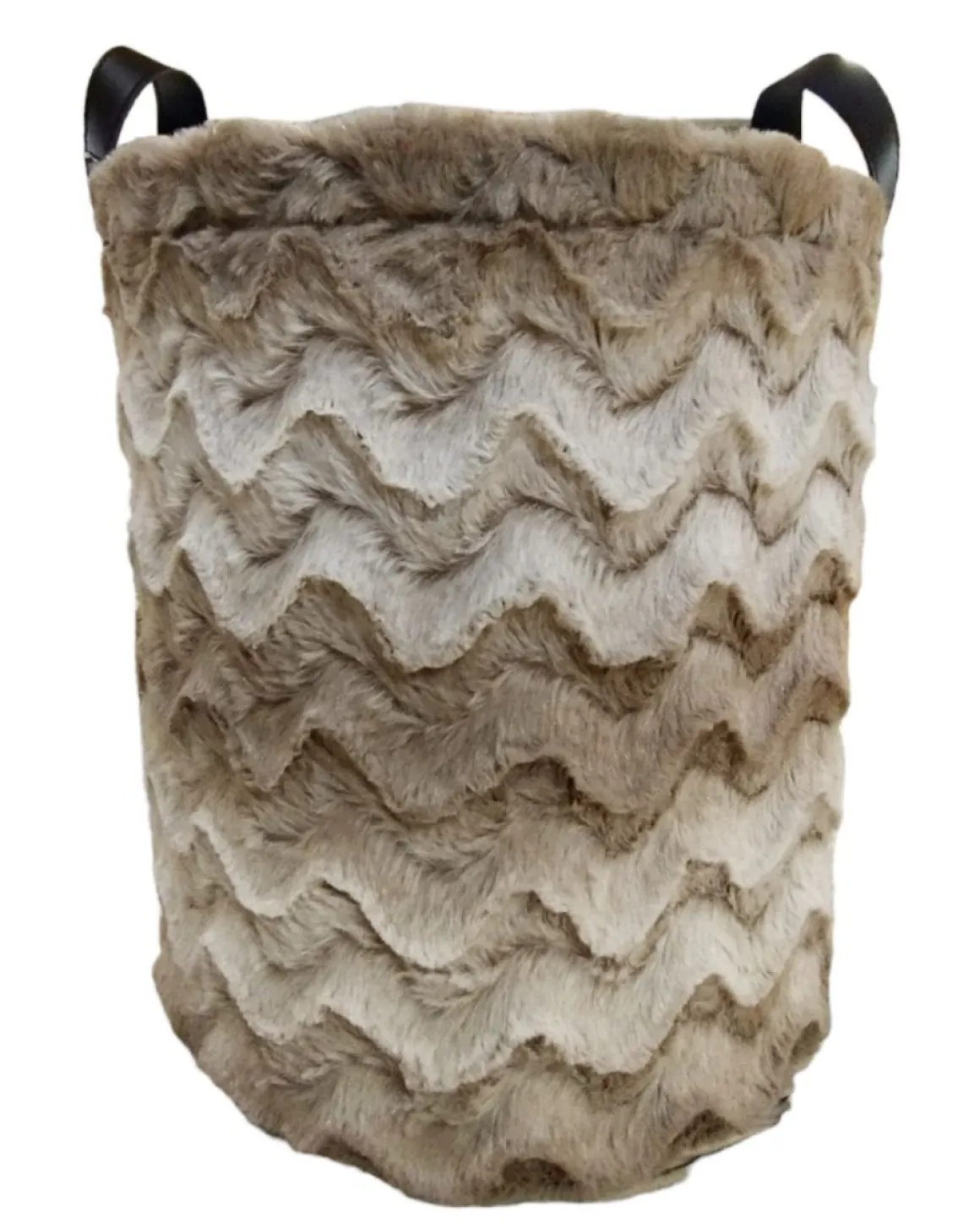 CESTO ROTONDO FELPATO MARRONE CON MANICI 1 PEZZO D40XH44CM : vendita online CESTO ROTONDO FELPATO MARRONE CON MANICI 1 PEZZO D40XH44CM in offerta