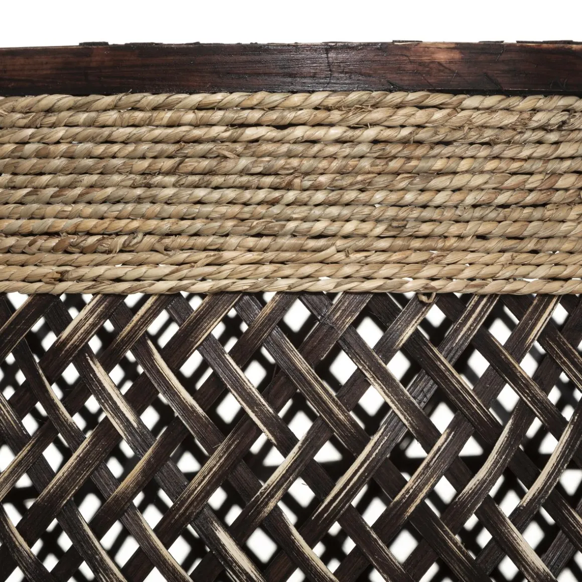 CESTO ROTONDO IN BAMBOO SCURO E JUTA 1 PEZZO 37X34CM : vendita online CESTO ROTONDO IN BAMBOO SCURO E JUTA 1 PEZZO 37X34CM in offerta