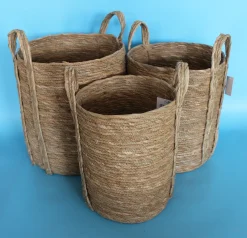 CESTO IN FIBRA NATURALE CON MANICI 1 PEZZO 28X28X36CM : vendita online CESTO IN FIBRA NATURALE CON MANICI 1 PEZZO 28X28X36CM in offerta