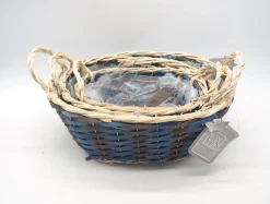 CESTO OVALE IN LEGNO BLU/MARRONE 13X31X22CM: vendita online CESTO OVALE IN LEGNO BLU/MARRONE 13X31X22CM in offerta
