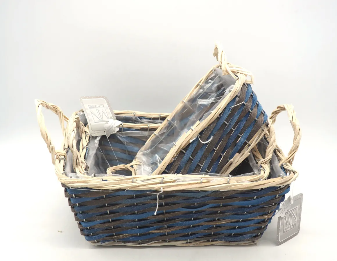 CESTO RETTANGOLARE IN LEGNO BLU/MARRONE 13X29X21CM: vendita online CESTO RETTANGOLARE IN LEGNO BLU/MARRONE 13X29X21CM in offerta