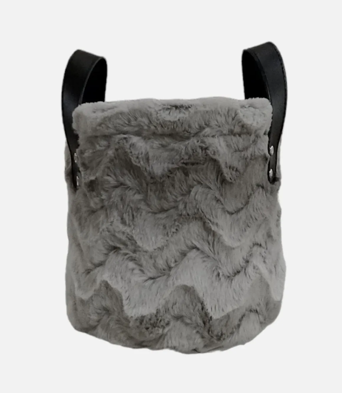 CESTO ROTONDO FELPATO GRIGIO CON MANICI 1 PEZZO D20XH20CM : vendita online CESTO ROTONDO FELPATO GRIGIO CON MANICI 1 PEZZO D20XH20CM in offerta
