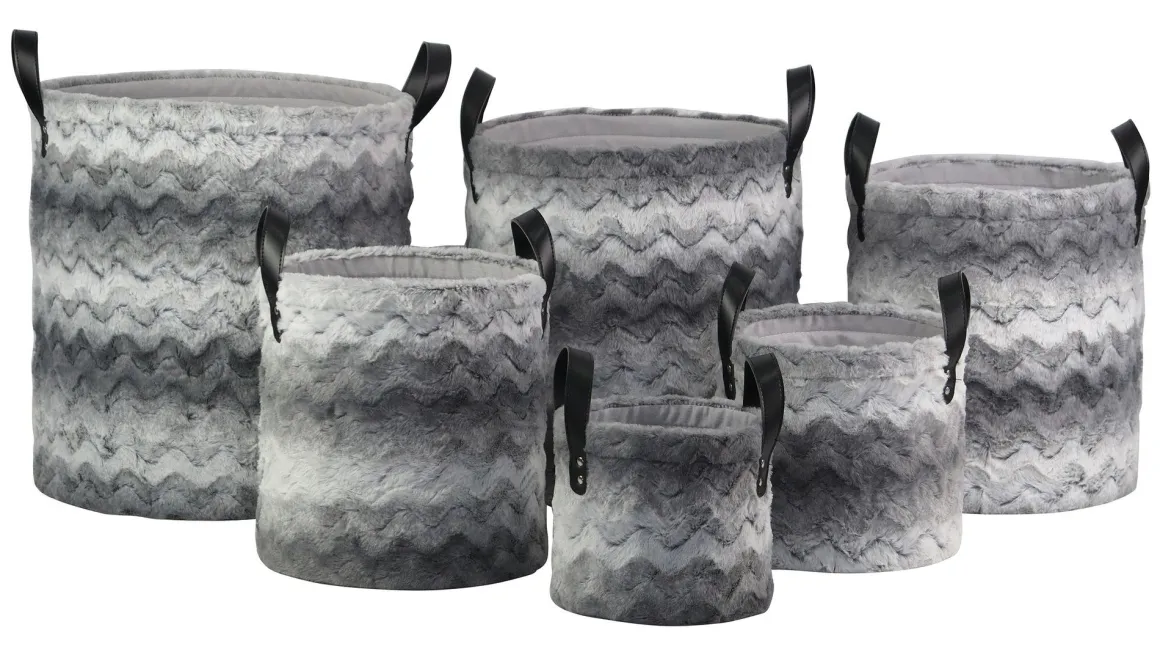 CESTO ROTONDO FELPATO GRIGIO CON MANICI 1 PEZZO D20XH20CM : vendita online CESTO ROTONDO FELPATO GRIGIO CON MANICI 1 PEZZO D20XH20CM in offerta