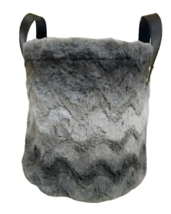 CESTO ROTONDO FELPATO GRIGIO CON MANICI 1 PEZZO D28XH30CM : vendita online CESTO ROTONDO FELPATO GRIGIO CON MANICI 1 PEZZO D28XH30CM in offerta
