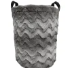 CESTO ROTONDO FELPATO GRIGIO CON MANICI 1 PEZZO D40XH44CM : vendita online CESTO ROTONDO FELPATO GRIGIO CON MANICI 1 PEZZO D40XH44CM in offerta