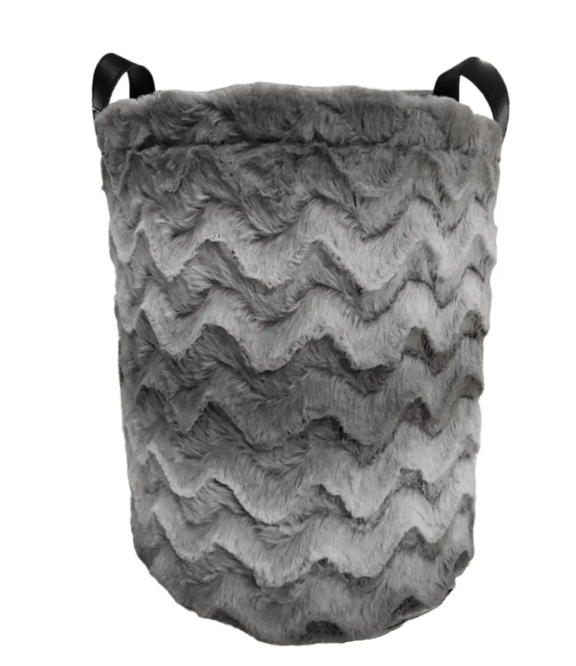 CESTO ROTONDO FELPATO GRIGIO CON MANICI 1 PEZZO D40XH44CM : vendita online CESTO ROTONDO FELPATO GRIGIO CON MANICI 1 PEZZO D40XH44CM in offerta