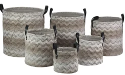 CESTO ROTONDO FELPATO MARRONE CON MANICI 1 PEZZO D24XH24CM : vendita online CESTO ROTONDO FELPATO MARRONE CON MANICI 1 PEZZO D24XH24CM in offerta