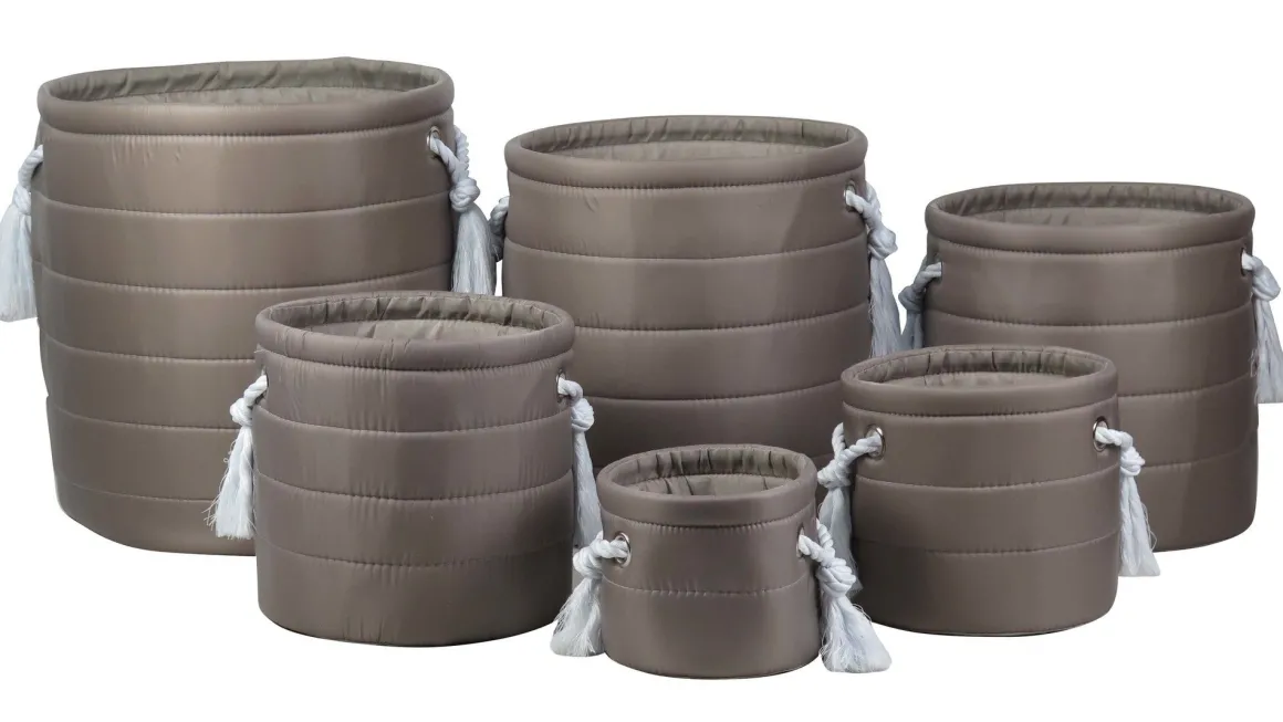 CESTO ROTONDO IN TESSUTO POLIESTERE MARRONE 1 PEZZO 45X40CM : vendita online CESTO ROTONDO IN TESSUTO POLIESTERE MARRONE 1 PEZZO 45X40CM in offerta