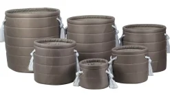 CESTO ROTONDO IN TESSUTO POLIESTERE MARRONE 1 PEZZO 27X28CM : vendita online CESTO ROTONDO IN TESSUTO POLIESTERE MARRONE 1 PEZZO 27X28CM in offerta
