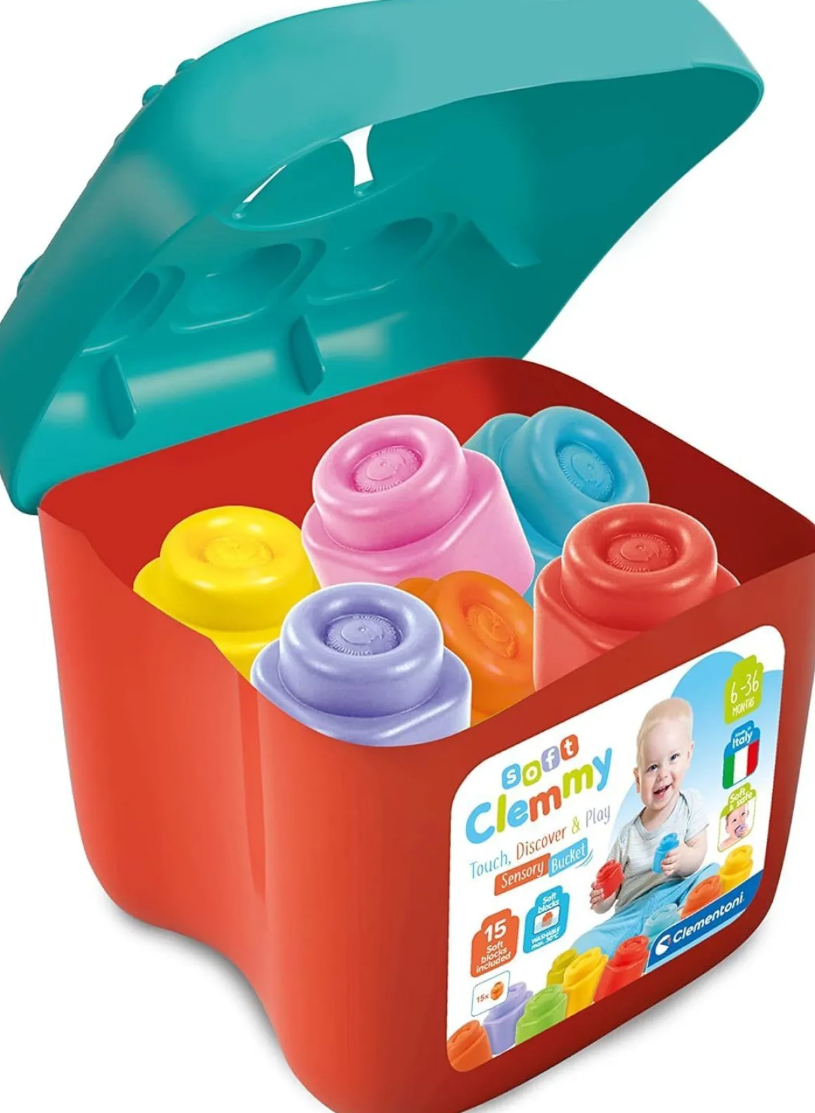 CLEMENTONI CLEMMY SENSORY BUCKET - TOUCH BUILD AND PLAY: vendita online CLEMENTONI CLEMMY SENSORY BUCKET - TOUCH BUILD AND PLAY in offerta