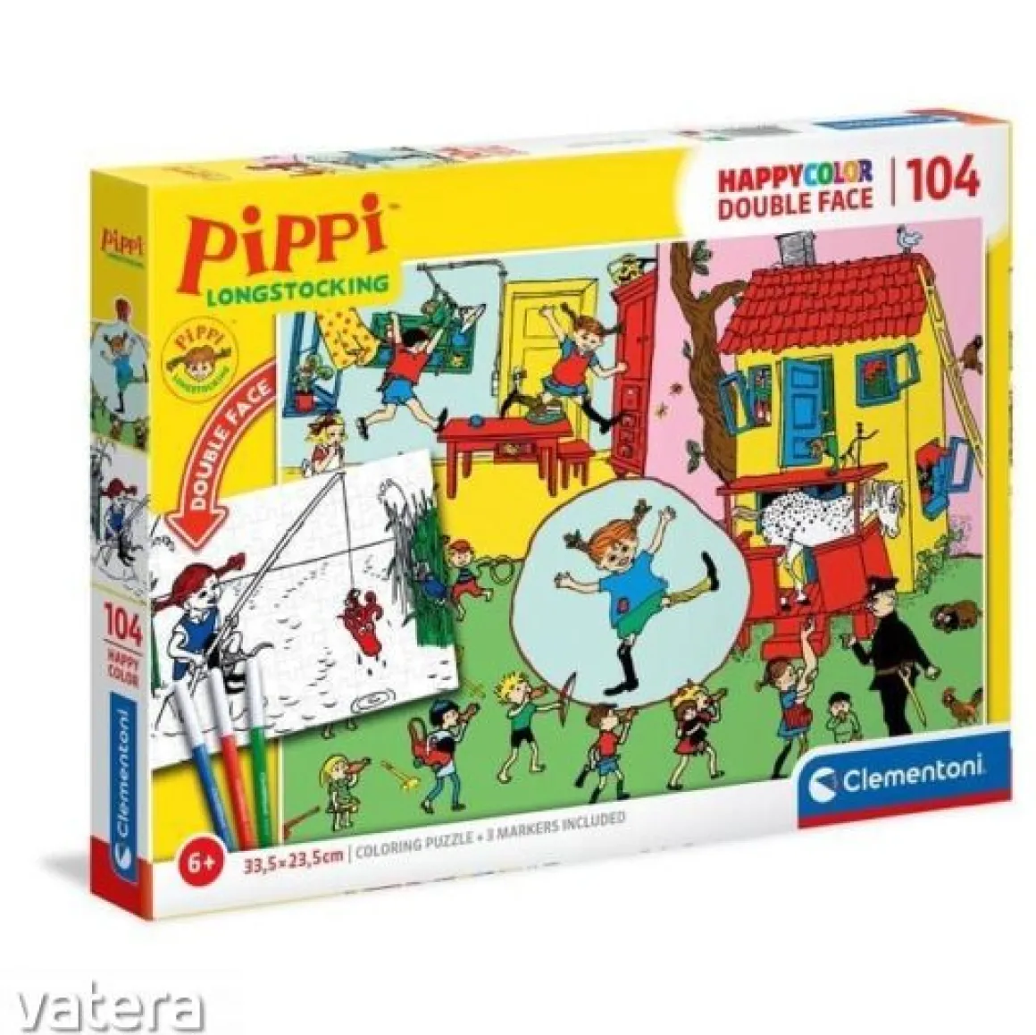 CLEMENTONI HAPPYCOLOR - PUZZLE 104 PEZZI DOUBLE FACE COLOURING PIPPI LONGSTOCKING: vendita online CLEMENTONI HAPPYCOLOR - PUZZLE 104 PEZZI DOUBLE FACE COLOURING PIPPI LONGSTOCKING in offerta